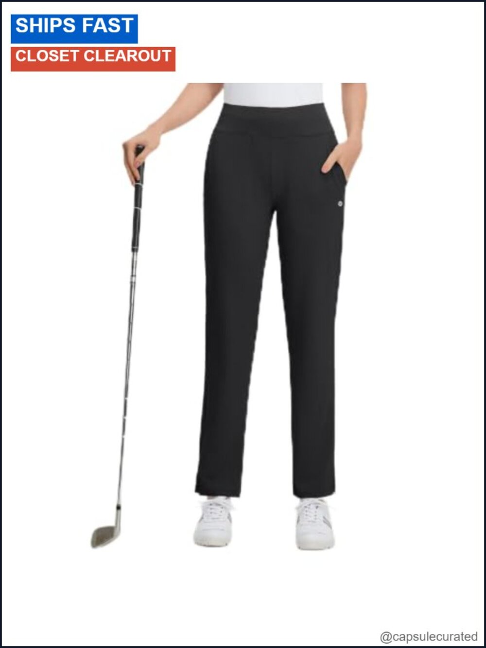 Women's High Waisted Golf Pants Stretchy 4-Way Wrinkle-Free Travel Slit Hem